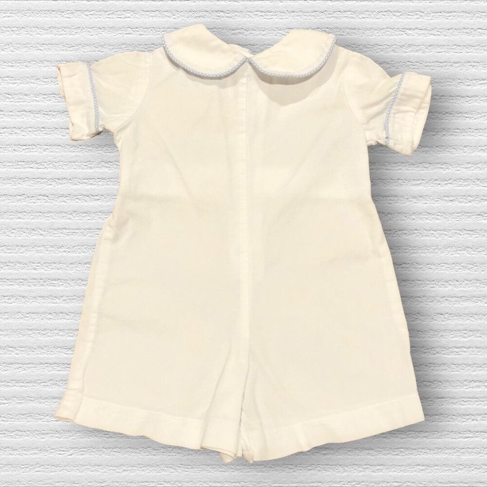 Hannah Kate 18m White Corduroy Collared  Shortall  Romper USA